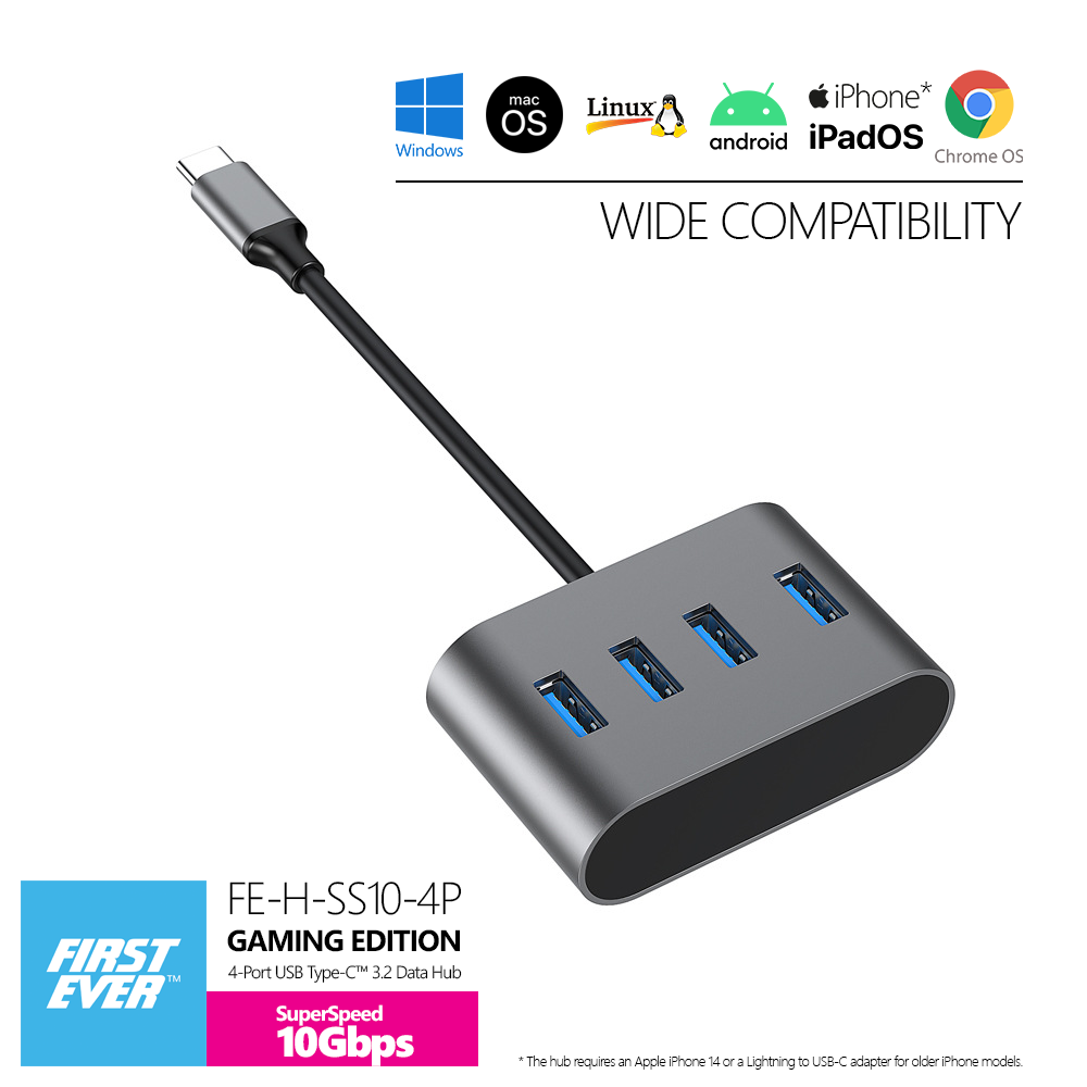 FirstEver 4-Port USB-C 3.2 Gen 2 10Gbps Gaming Data USB-A) | FirstEver Technology